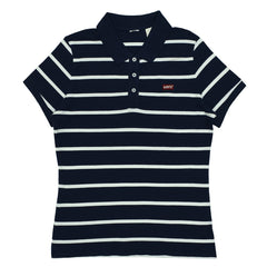 POLO WOMEN -DARK BLUE & WHITE STRIPS
