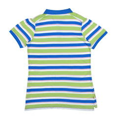 POLO WOMEN - BLUE GREEN & PINK WITH BLUE COLLAR