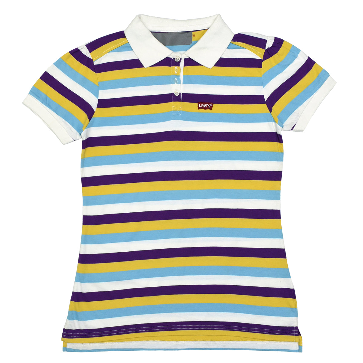 POLO WOMEN -PURPLE YELLOW & BLUE STRIPS WITH WHITE COLLAR
