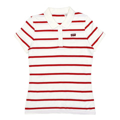 POLO WOMEN - CREAM WITH RED STRIPS