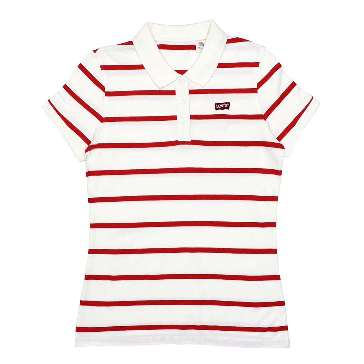 POLO WOMEN -WHITE WITH RED AND PINK STRIPS