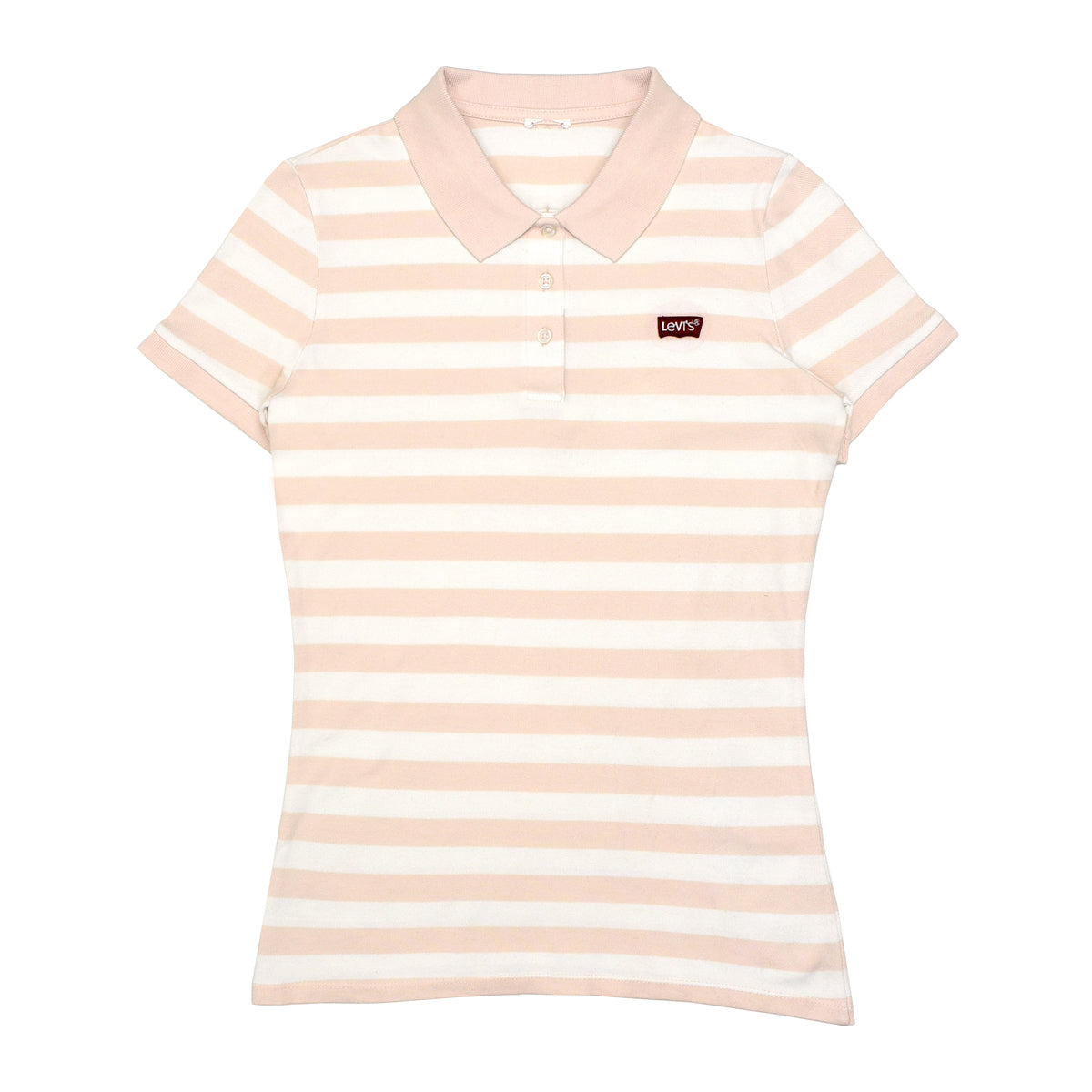 POLO WOMEN - CREAM WITH PEACH STRIPS