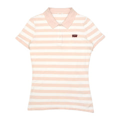 POLO WOMEN - CREAM WITH PEACH STRIPS