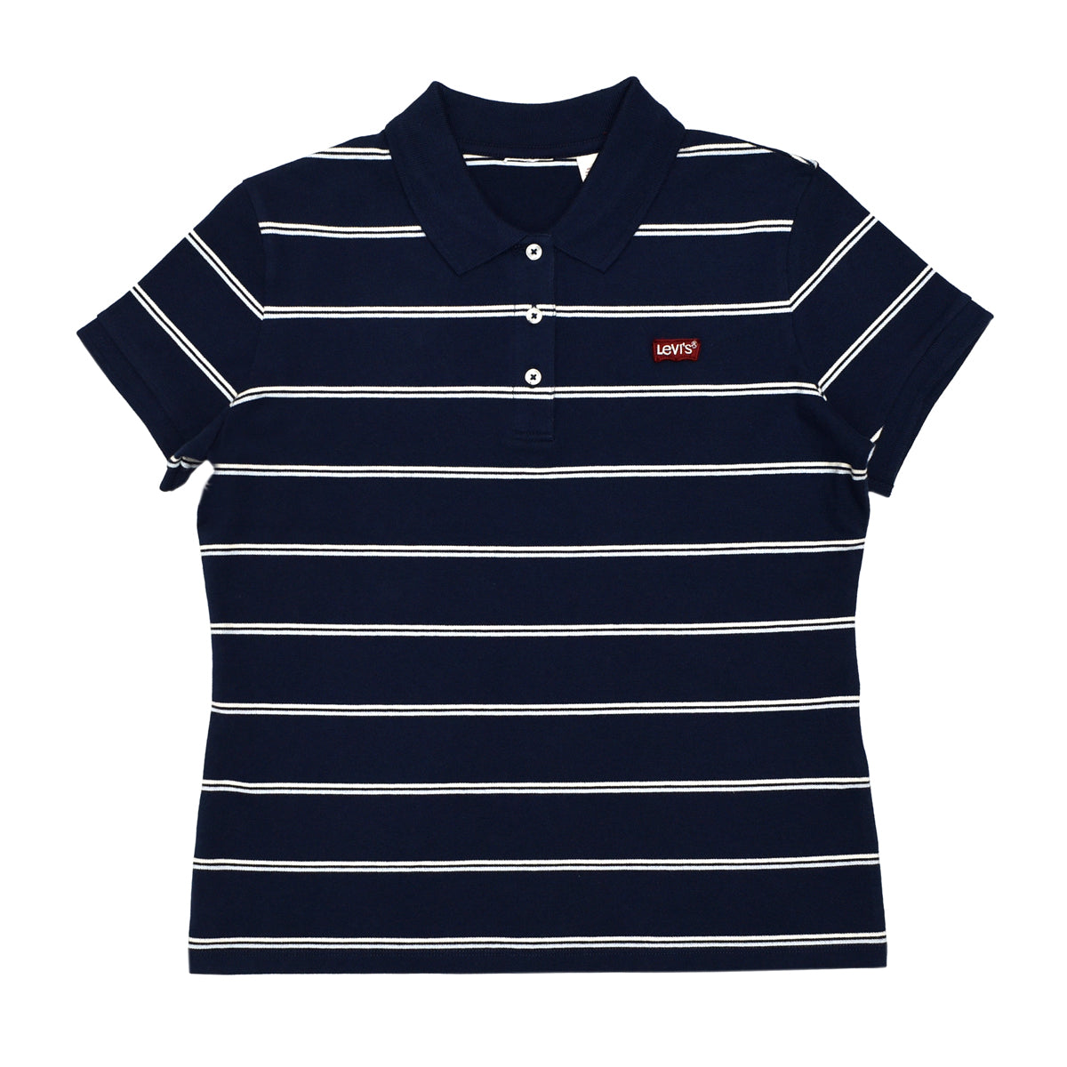 POLO WOMEN -DARK BLUE WITH WHITE & LIGHT BLUE STRIPS