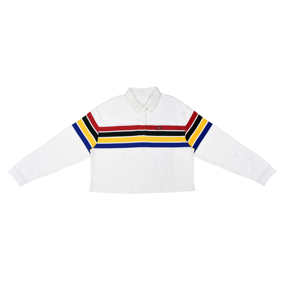 POLO WOMEN - WHITE WITH RGBY STRIPS