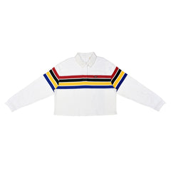 POLO WOMEN - WHITE WITH RGBY STRIPS
