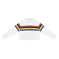 POLO WOMEN - WHITE WITH RGBY STRIPS