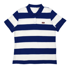 POLO WOMEN -WHITE WITH DARK BLUE STRIPS