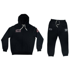 BLACK TRACKSUIT - ZIPPER HOOD - NATION ATHLETIC