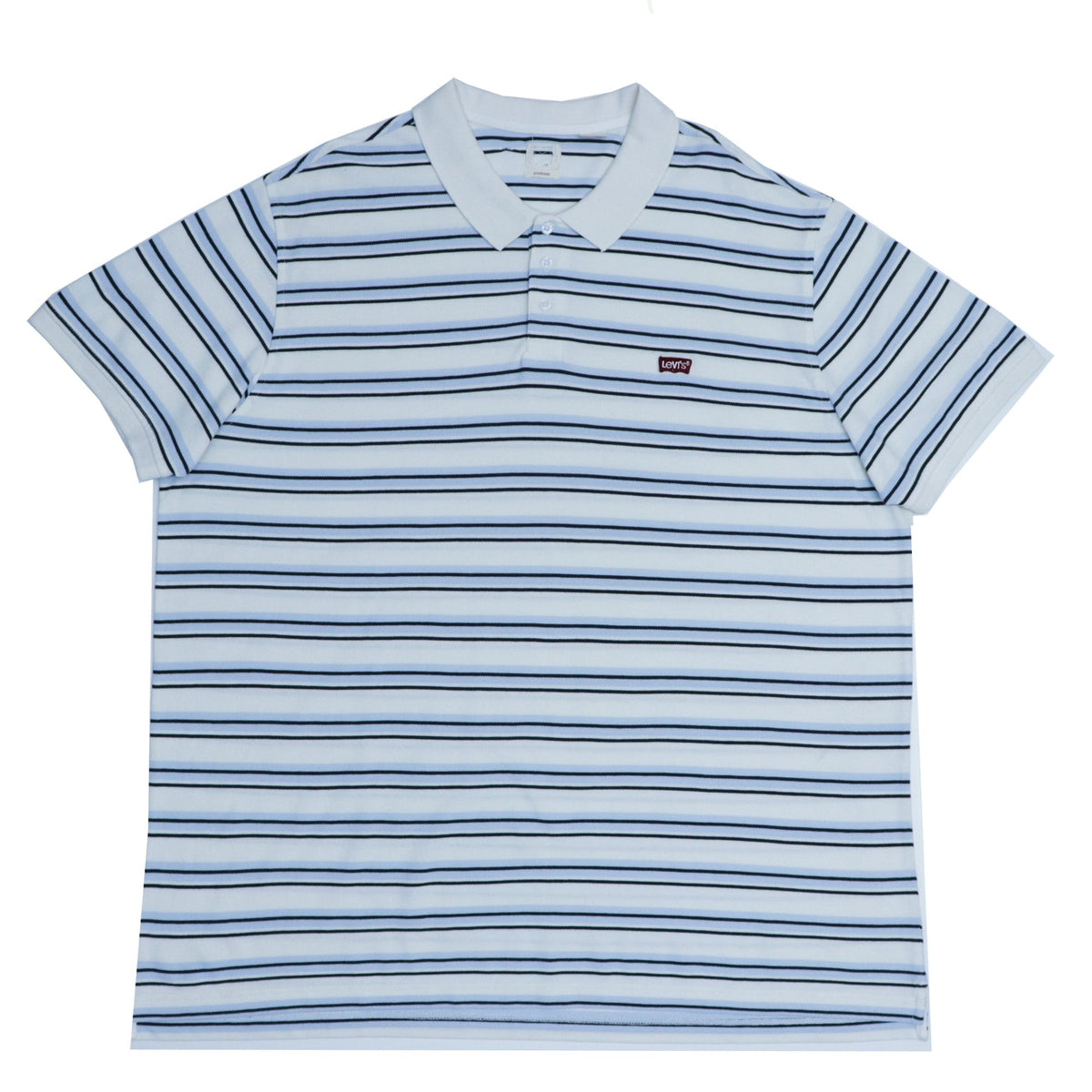 POLO MEN - WHITE WITH BLUE AND THIN BLACK STRIPS
