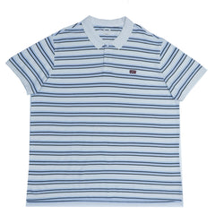 POLO MEN - WHITE WITH BLUE AND THIN BLACK STRIPS