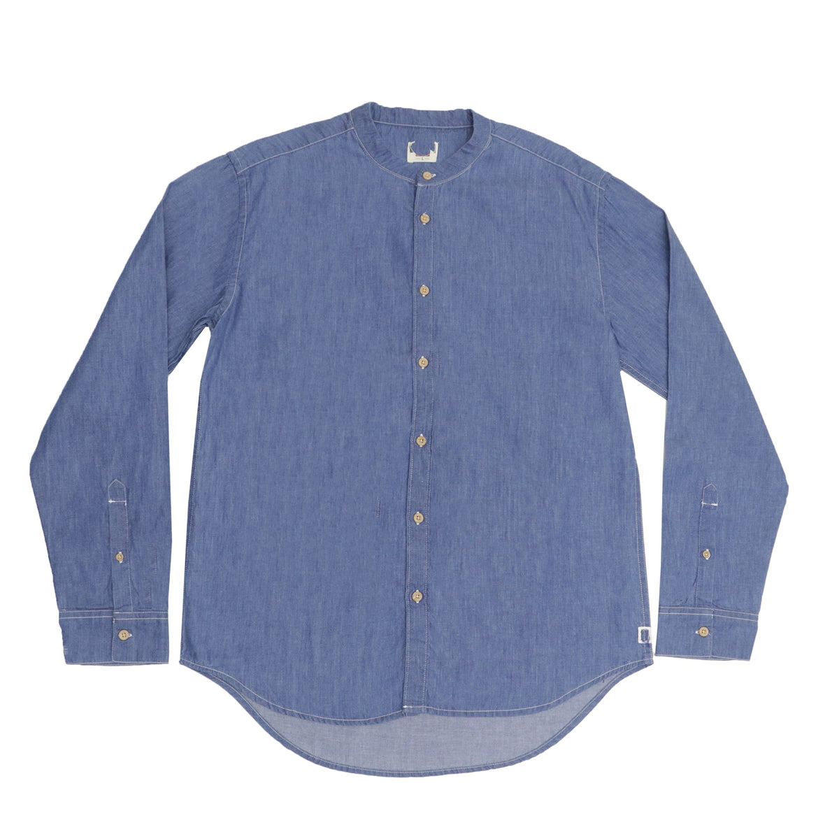 CASUAL SHIRT - DENIM BLUE WITH BROWN BUTTONS