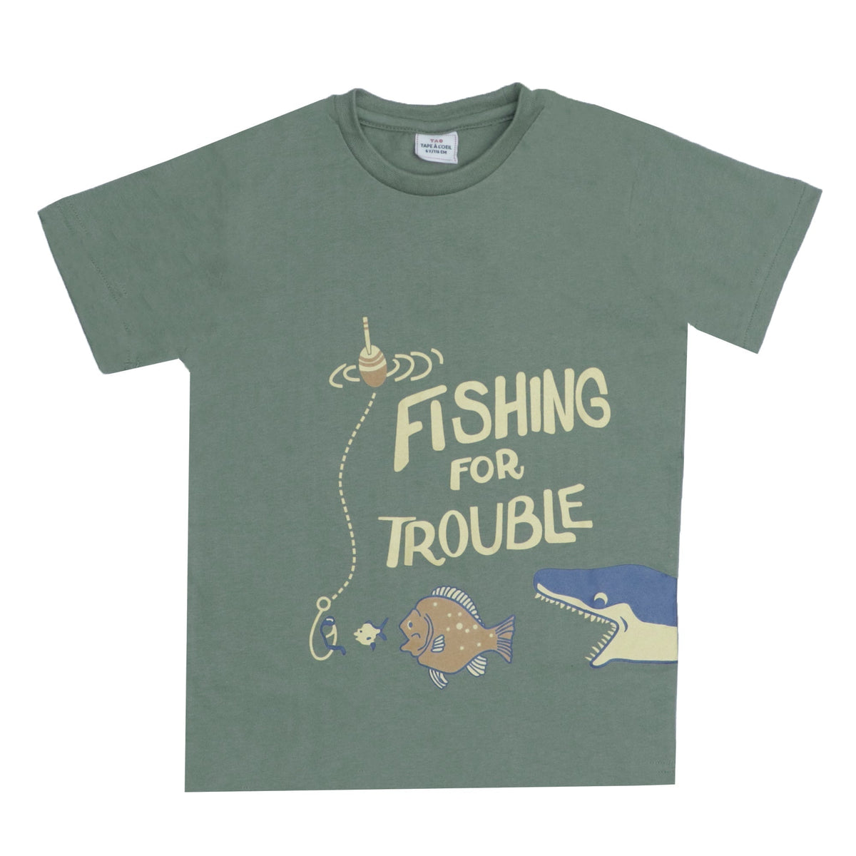 BOYS T- SHIRT FISHING-RUSSIAN GREEN