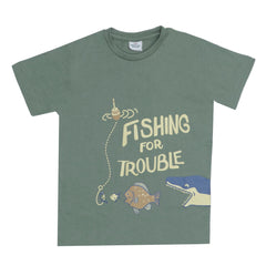 BOYS T- SHIRT FISHING-RUSSIAN GREEN