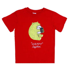 BOYS T- SHIRT BEAR-RED