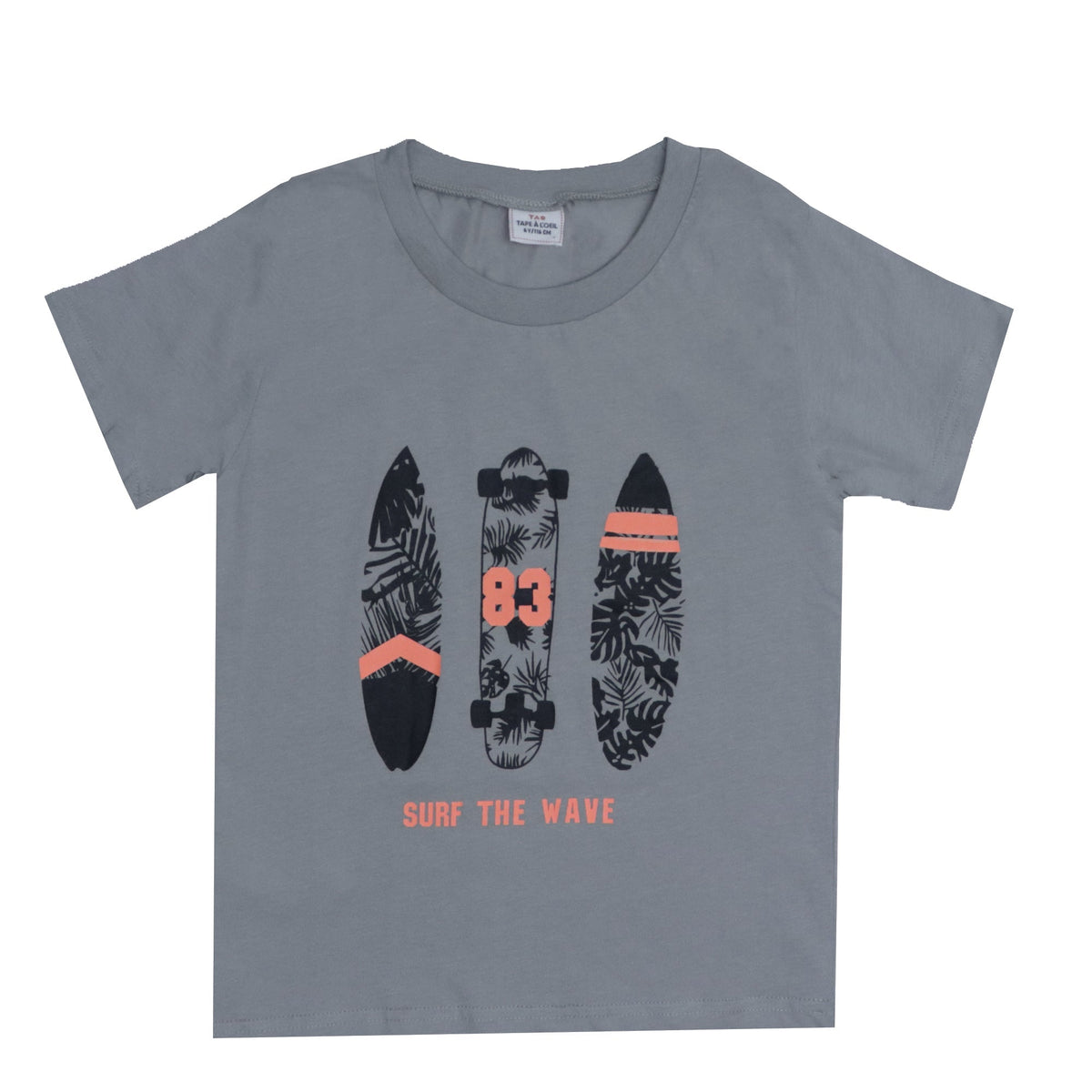 BOYS T- SURF THE WAVE-MINDFUL GREY