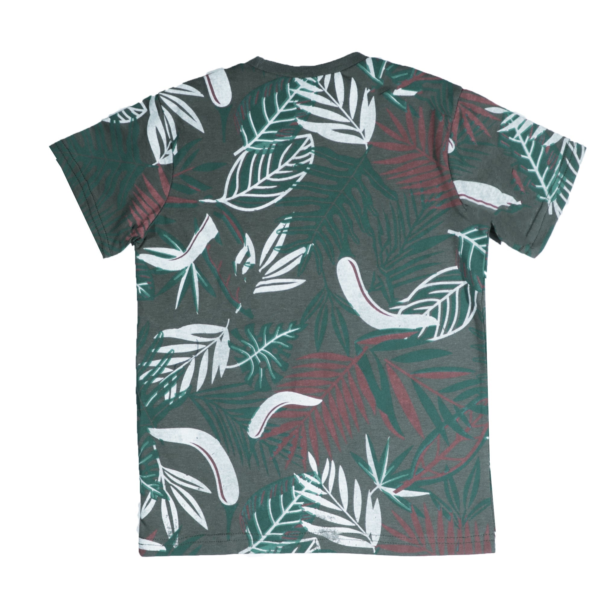 BOYS T- SHIRT LEAF PATTERN- GREEN