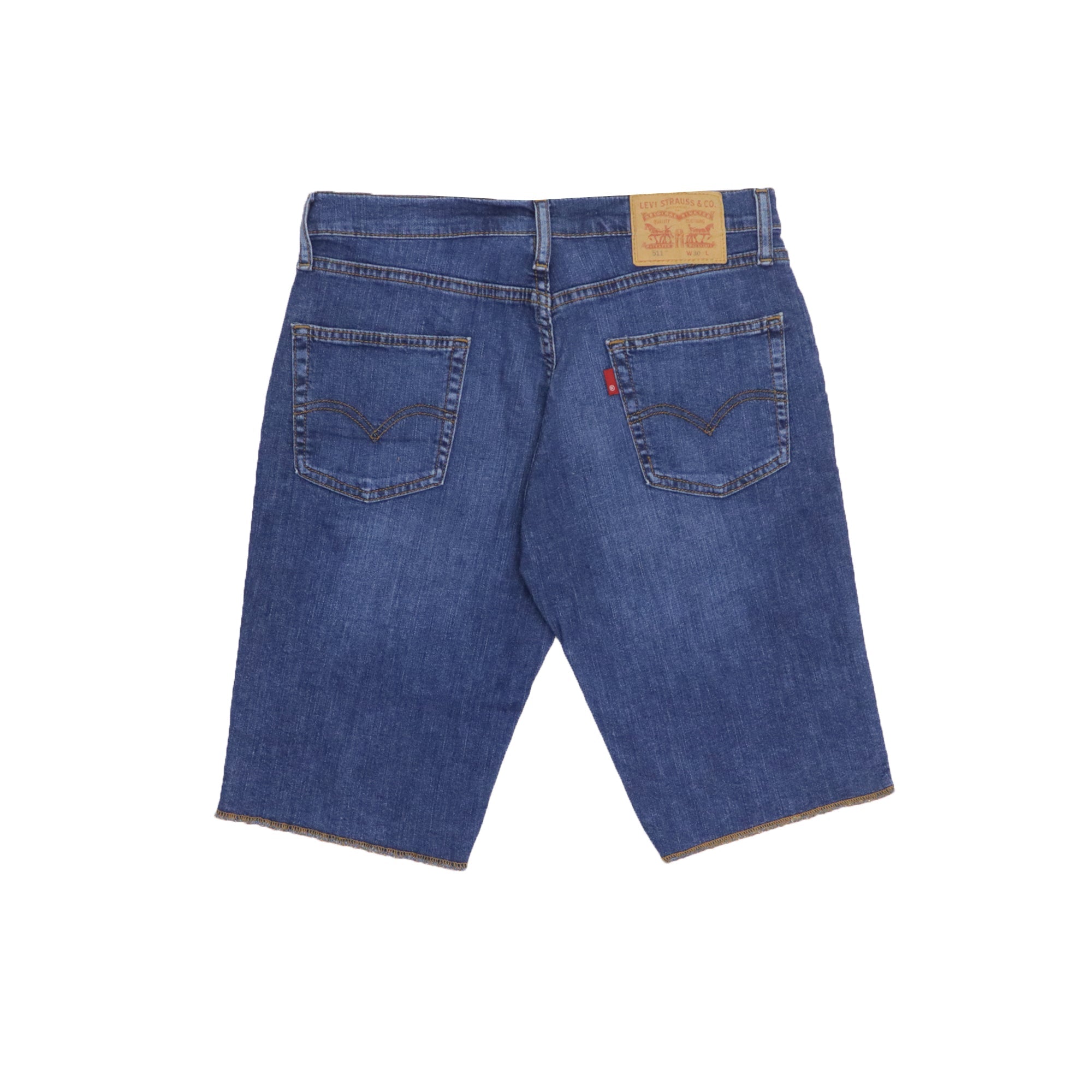 DENIM SHORTS (MEN)  PLAIN REGULAR BLUE