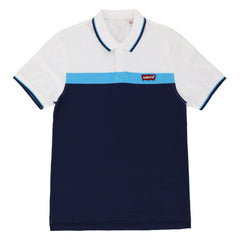 Polo (Men) - WHITE WITH LIGHT BLUE &  BOLD NAVY