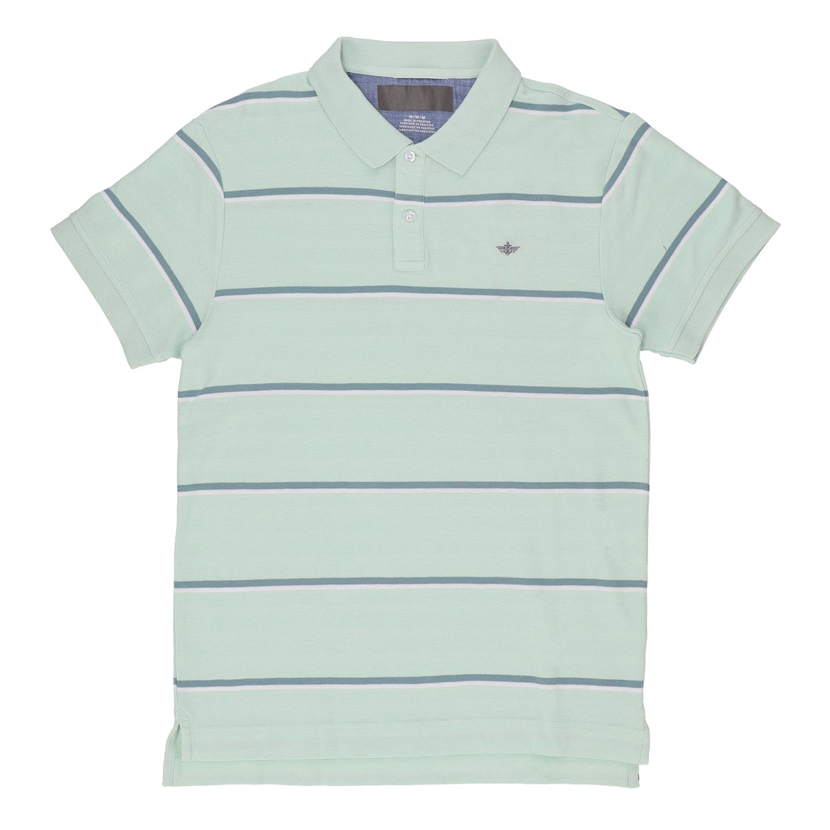 POLO (MEN) - OCEAN GREEN WITH GREEN & WHITE STRIPES