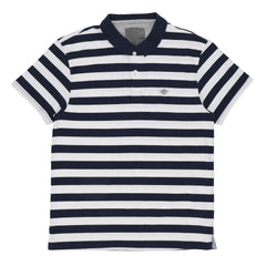 POLO (MEN) White and Blue Stripes (BOLD)
