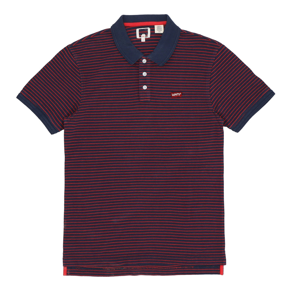 POLO (MEN) - BLACK WITH THIN RED STRIPES