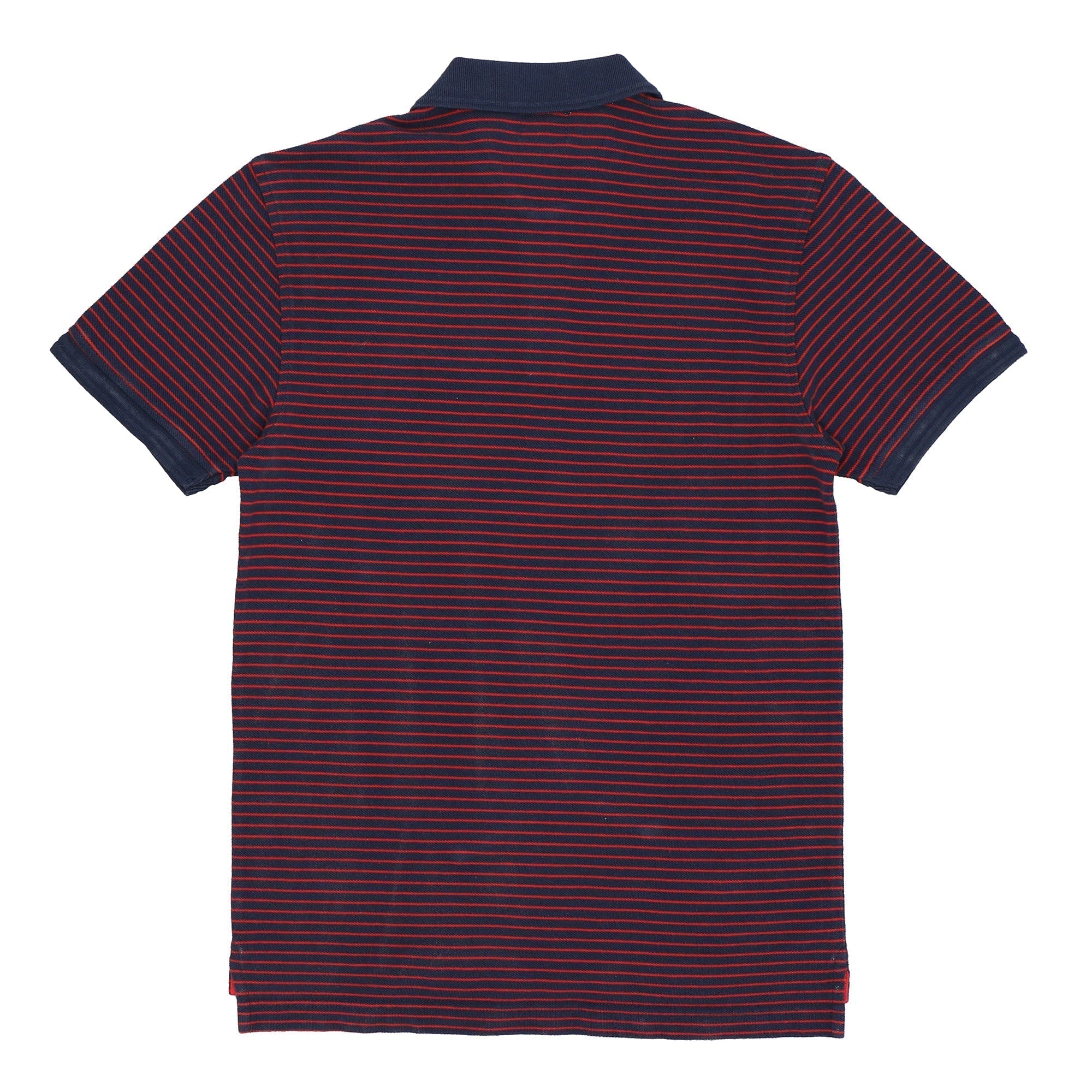 POLO (MEN) - BLACK WITH THIN RED STRIPES