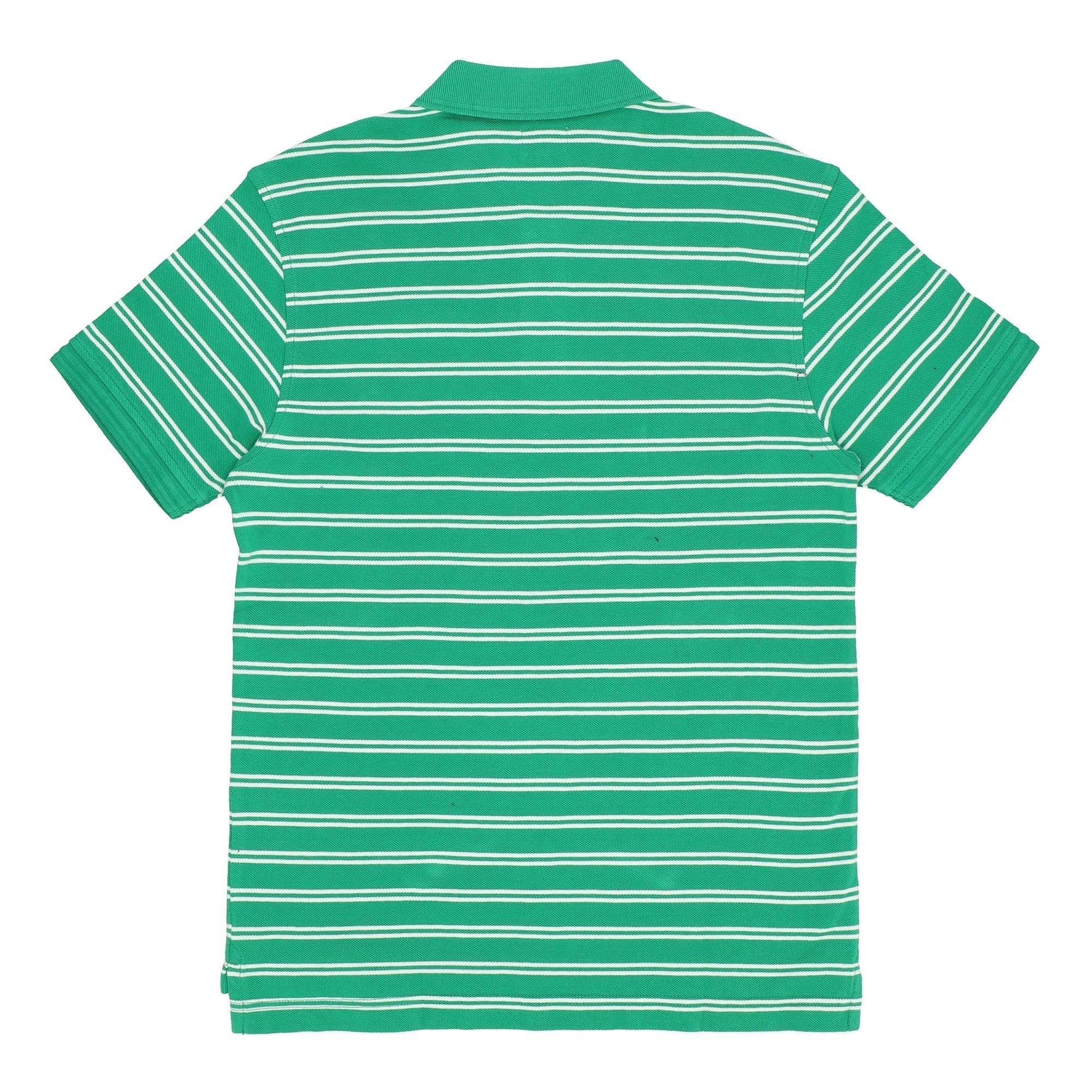 POLO (MEN) - GREEN WITH DOUBLE WHITE STRIPES