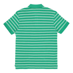 POLO (MEN) - GREEN WITH DOUBLE WHITE STRIPES