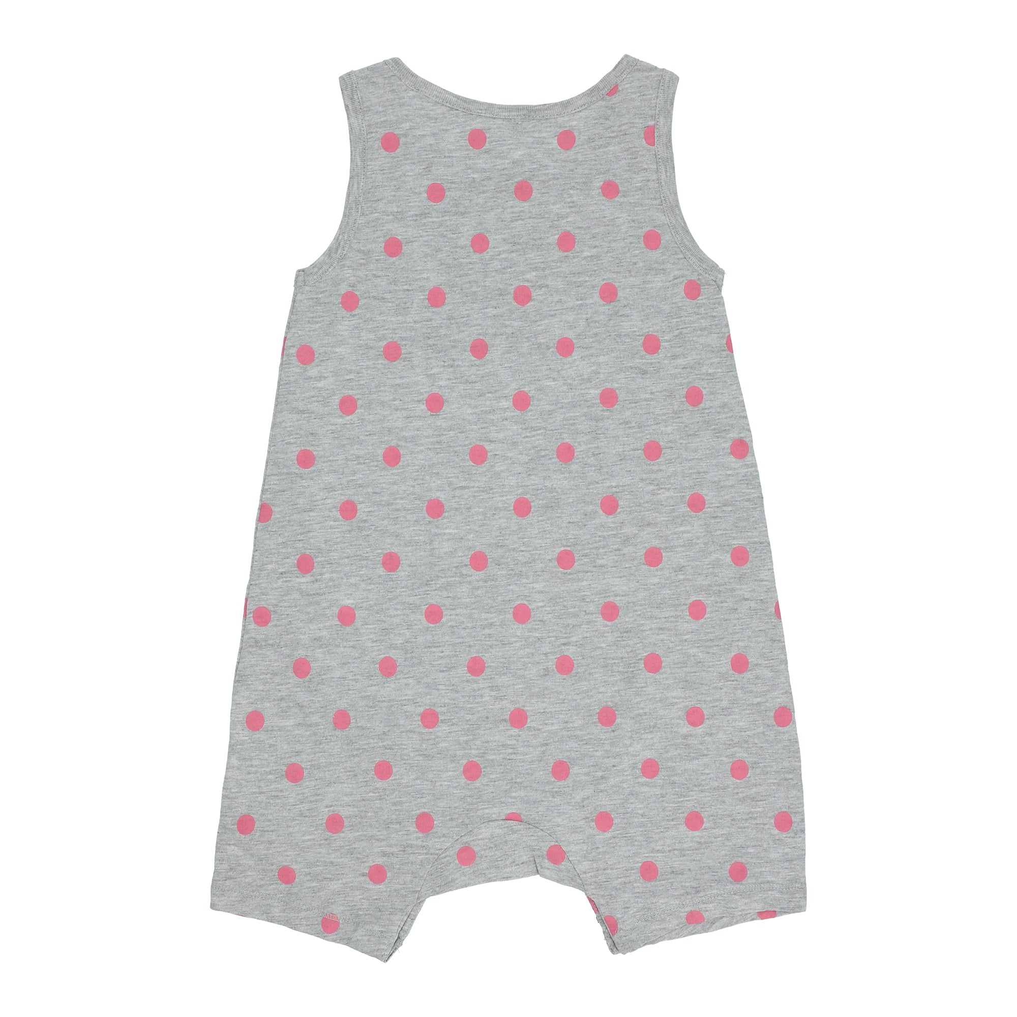 Baby Romper - Heather Grey (with pink polka dots)
