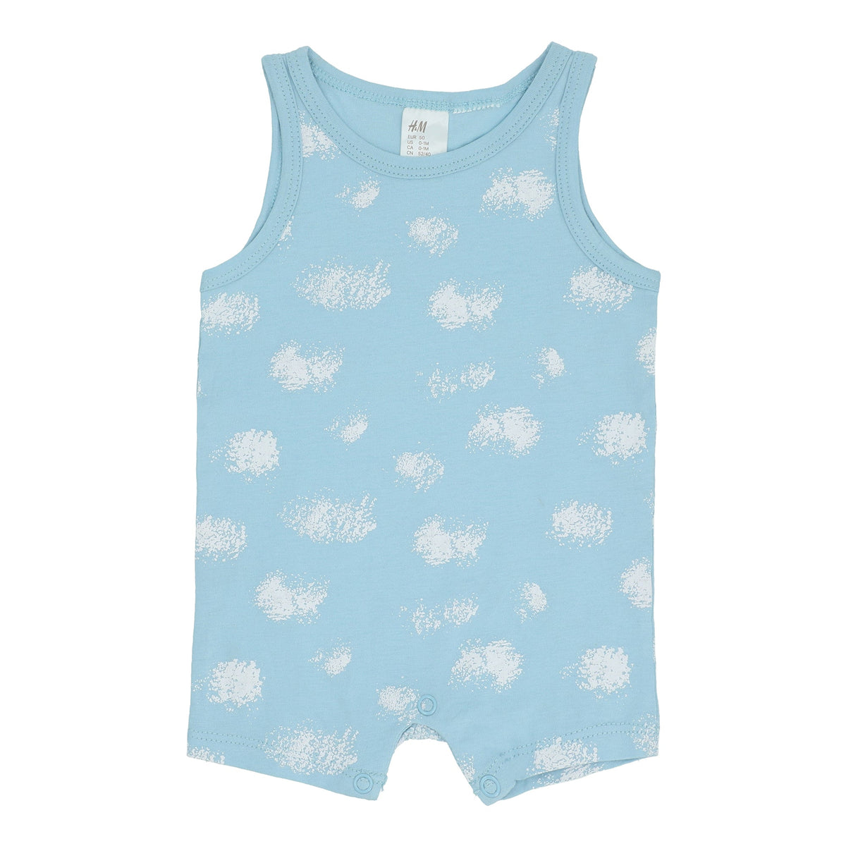 Baby Romper - Light Blue with White Pattern