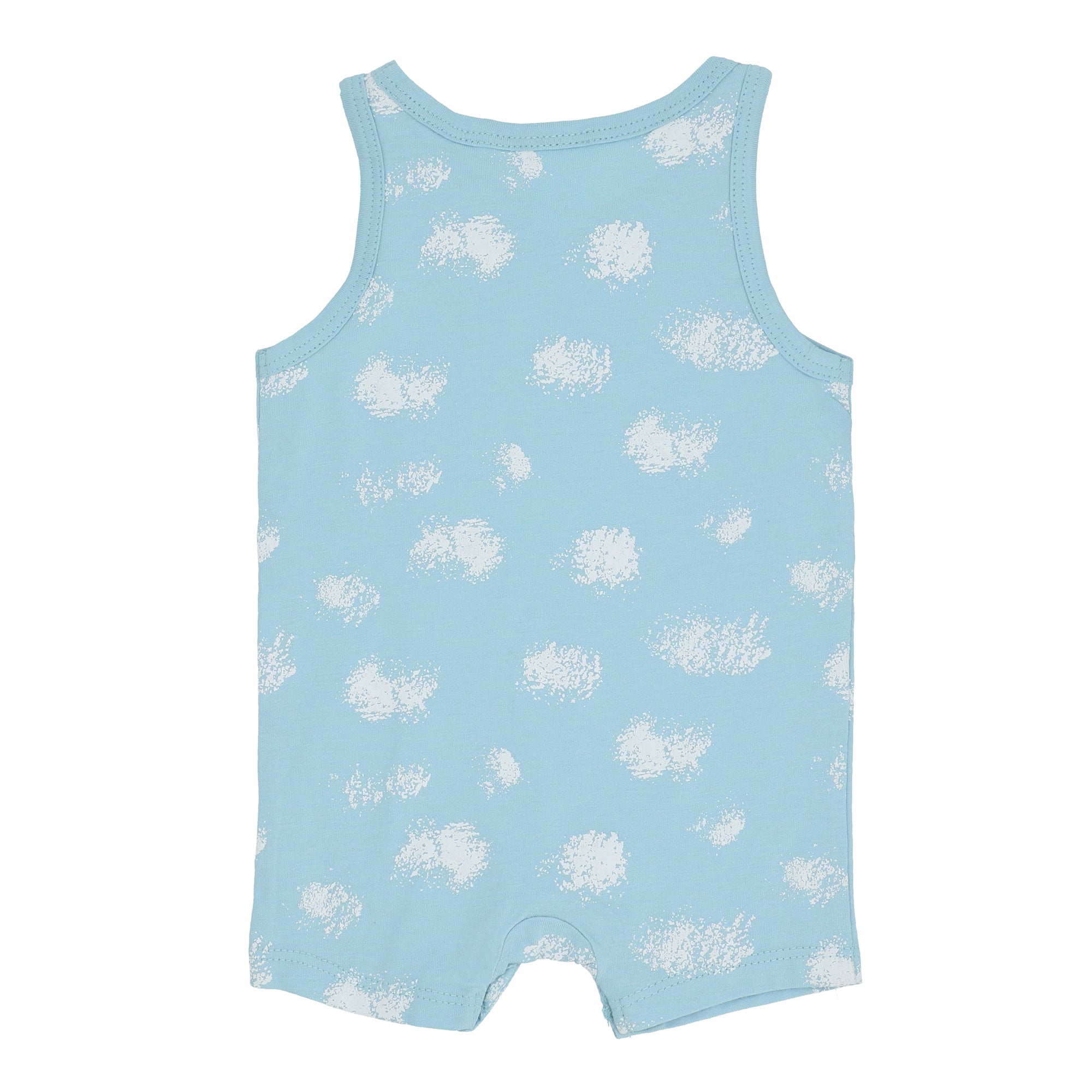 Baby Romper - Light Blue with White Pattern