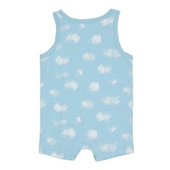Baby Romper - Light Blue with White Pattern