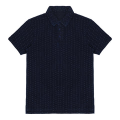 POLO (MEN) - DARK BLUE WITH POLKA DOTS
