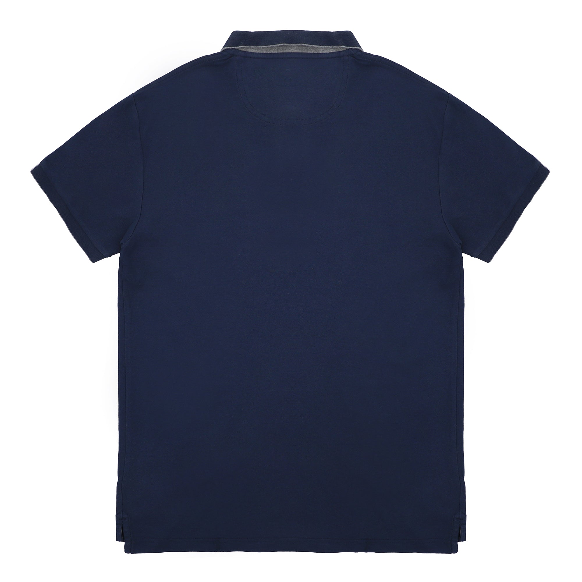 POLO (MEN)-  DARK BLUE WITH STRIPES ON COLLAR