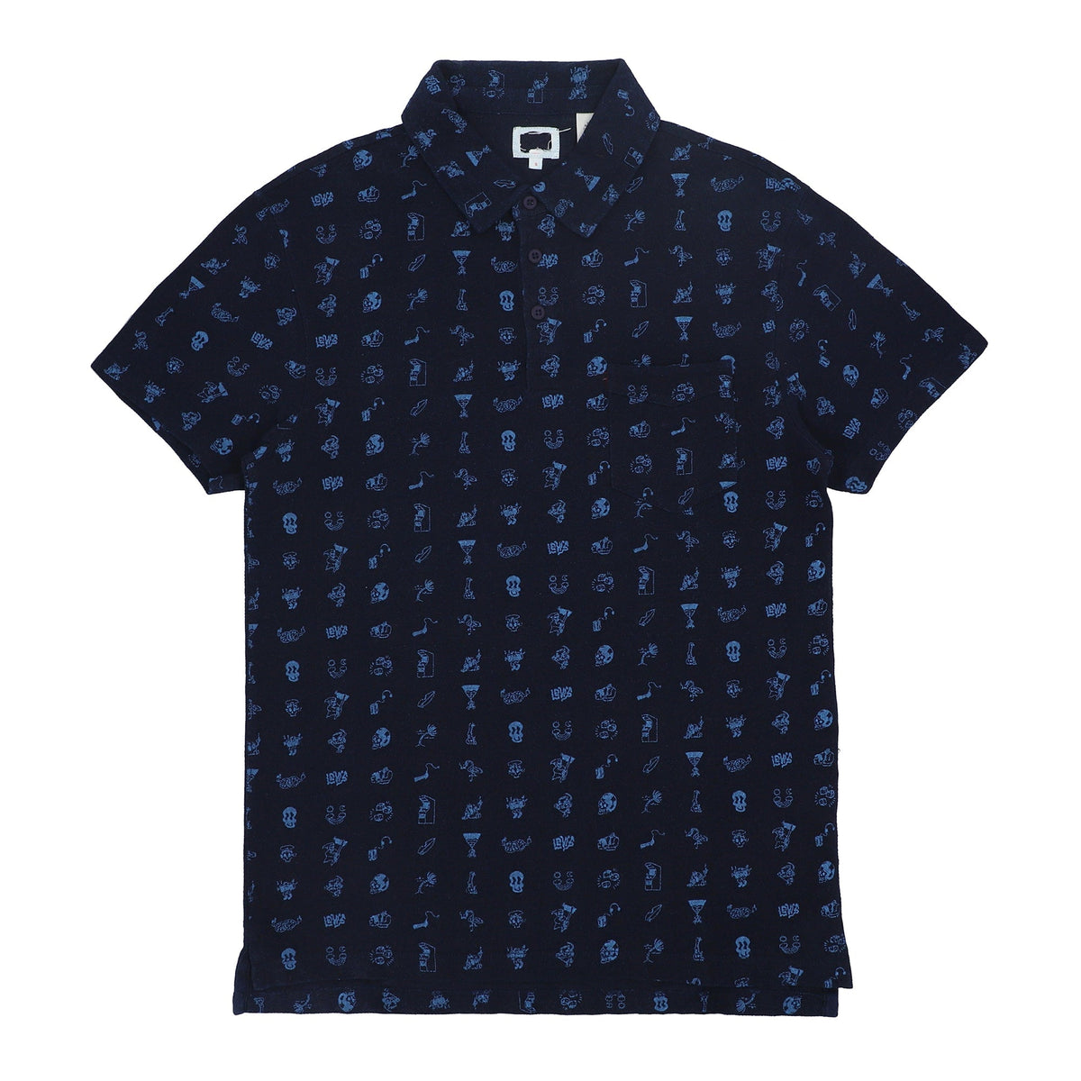 POLO (MEN) - BLUE WITH BLUE PRINT