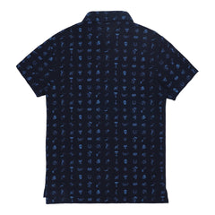 POLO (MEN) - BLUE WITH BLUE PRINT