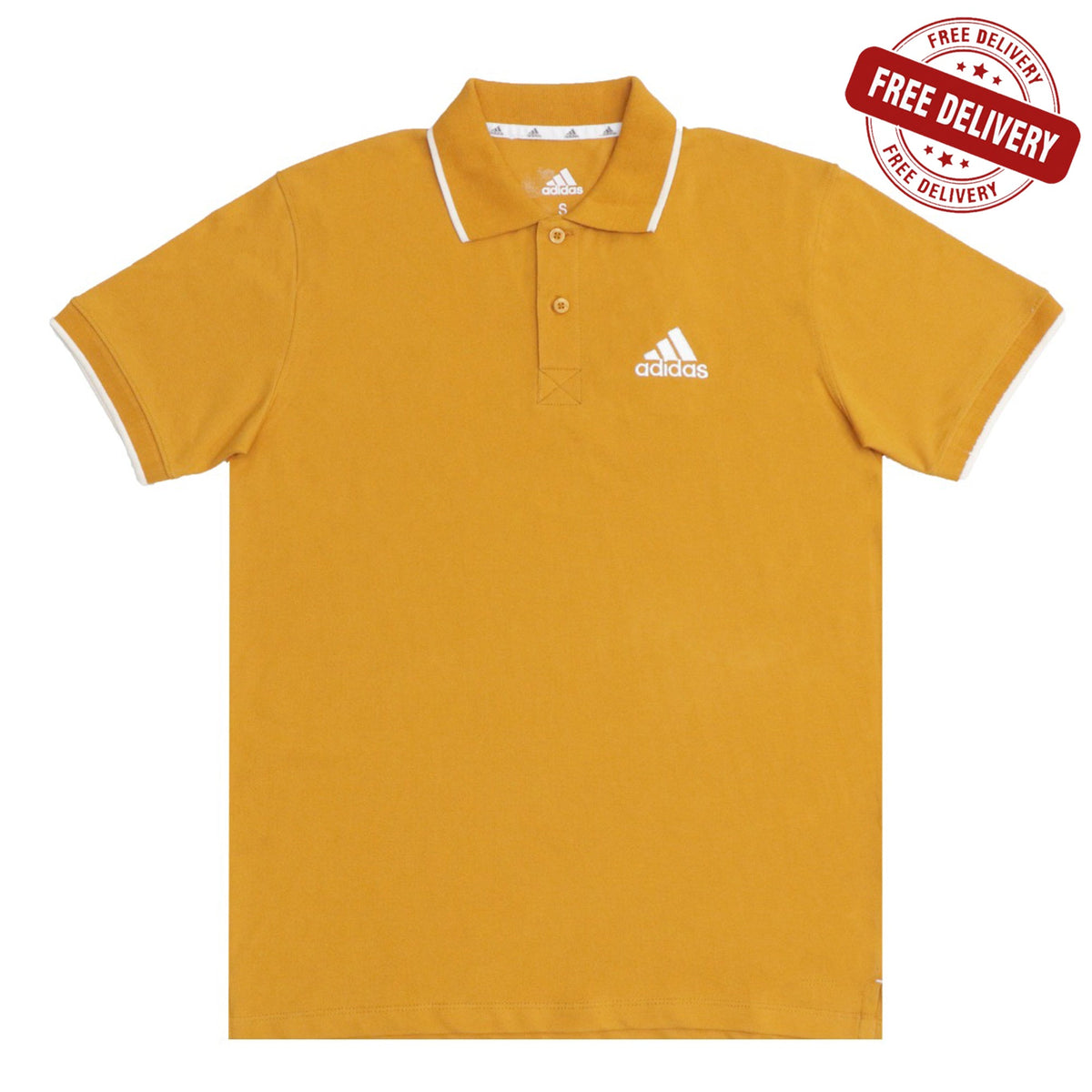 POLO (MEN) - MUSTARD YELLOW WITH THIN WHITE STRIP ON COLLAR