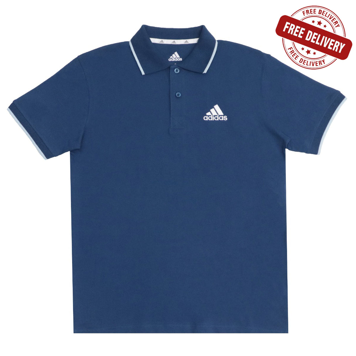 POLO (MEN) - DARK BLUE WITH THIN LIGHT BLUE STRIP ON COLLAR