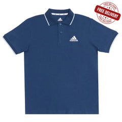 POLO (MEN) - DARK BLUE WITH THIN LIGHT BLUE STRIP ON COLLAR