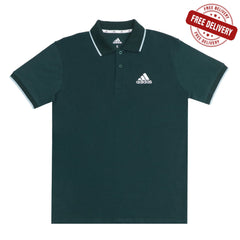 POLO (MEN) - DARK GREEN WITH THIN LIGHT GREEN STRIP ON COLLAR