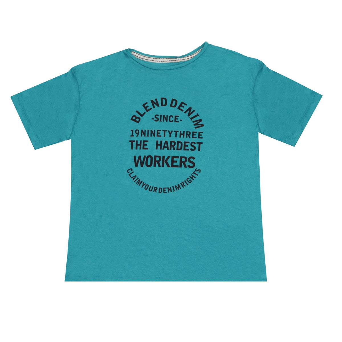 ROUND NECK (MEN) - TEAL GREEN WITH BLACK PRINT (THE HARDEST WORKERS)