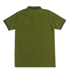 POLO (MEN) - GREEN WITH THIN BLACK STRIP ON COLLAR