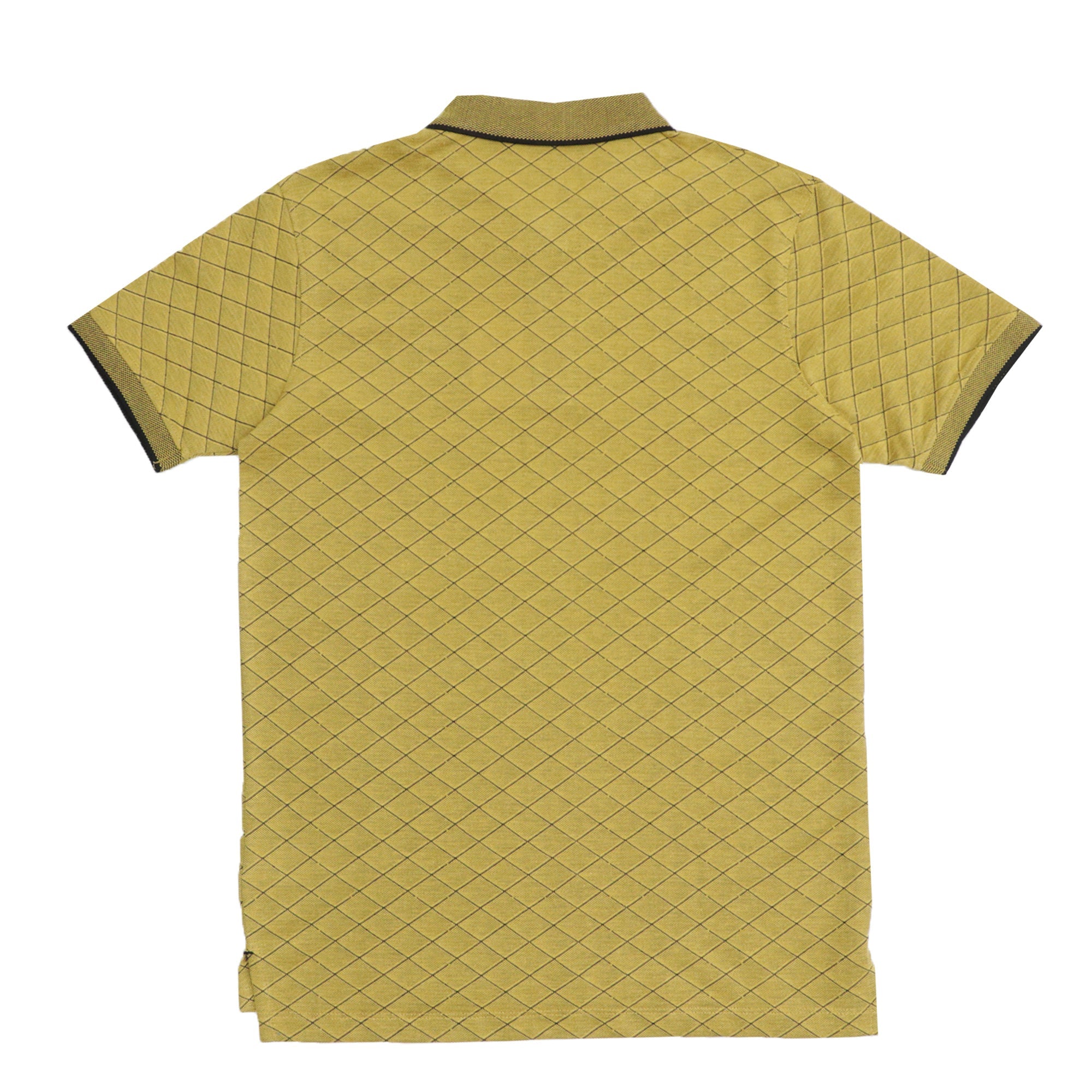 POLO (MEN) - MUSTARD YELLOW WITH THIN BLACK STRIP ON COLLAR