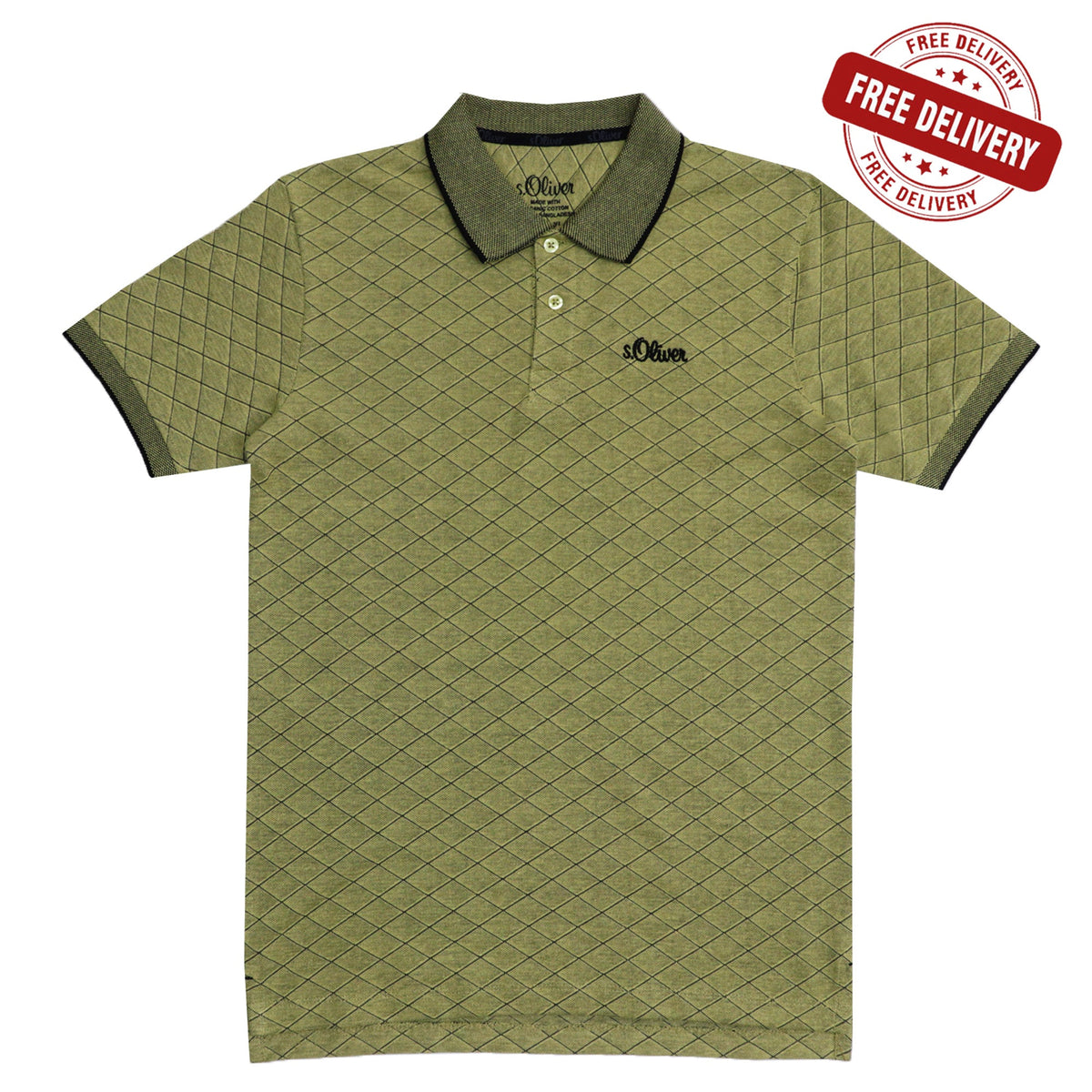 POLO (MEN) - DULL LIME WITH THIN BLACK STRIP ON COLLAR