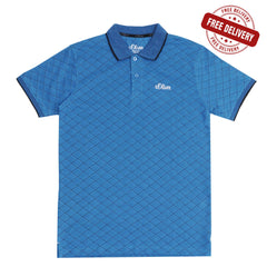 POLO (MEN) - BLUE WITH THIN BLACK STRIP ON COLLAR