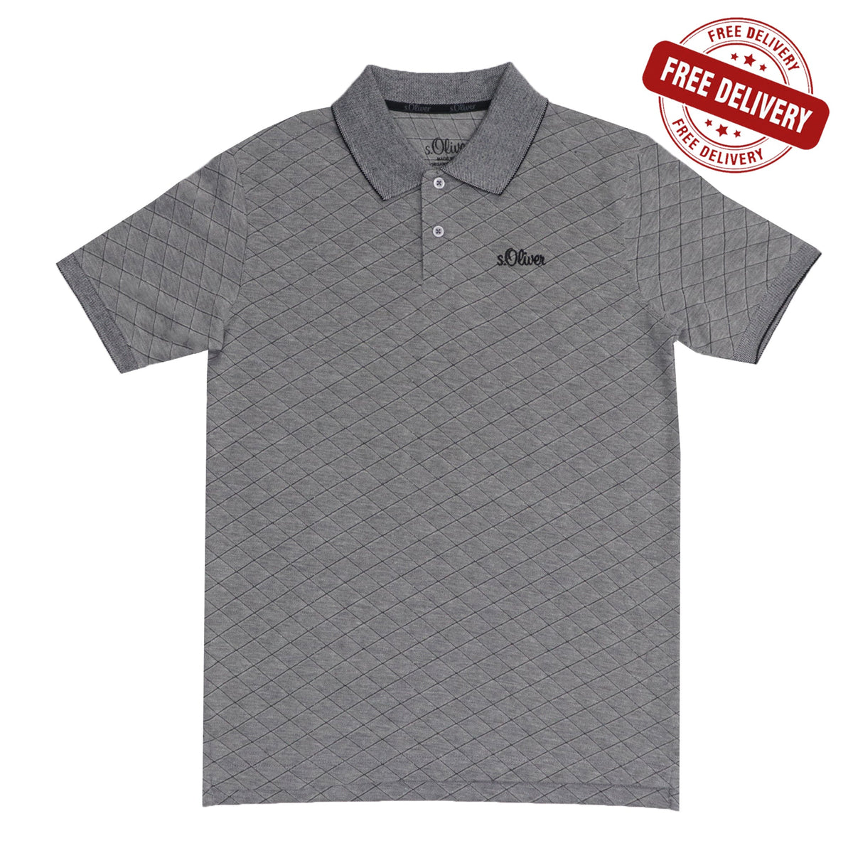 POLO (MEN) - DARK GREY WITH THIN BLACK STRIP ON COLLAR