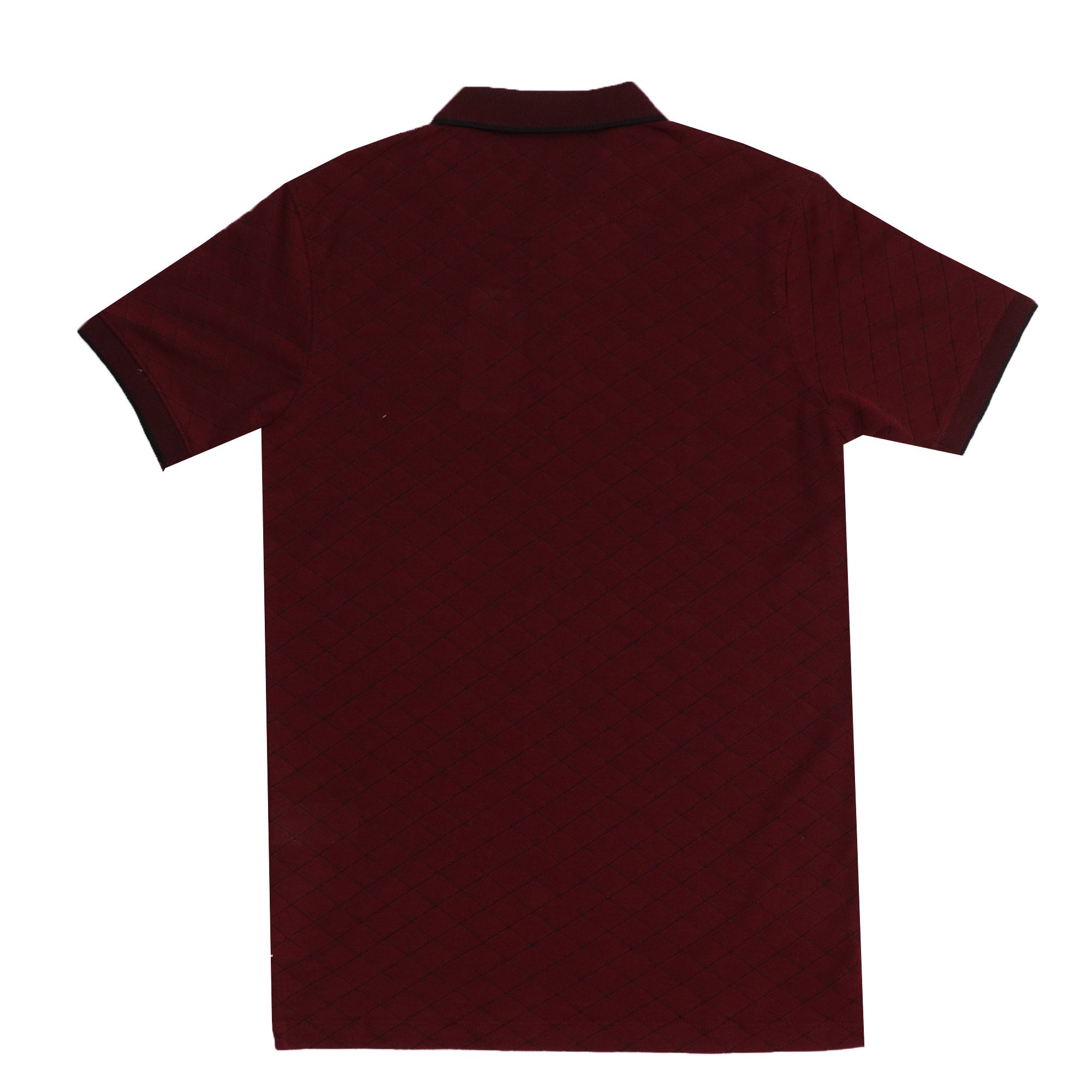 POLO (MEN) - MAROON WITH THIN BLACK STRIP ON COLLAR