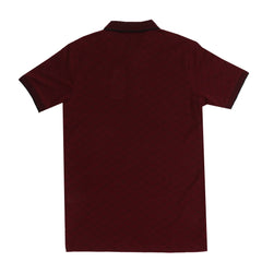POLO (MEN) - MAROON WITH THIN BLACK STRIP ON COLLAR