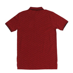 POLO (MEN) - RED WITH THIN BLACK STRIP ON COLLAR